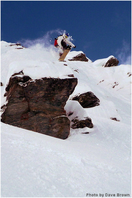 Tom's new found confidence on the Rossignol Experience spells trouble, in the form of a cliff.